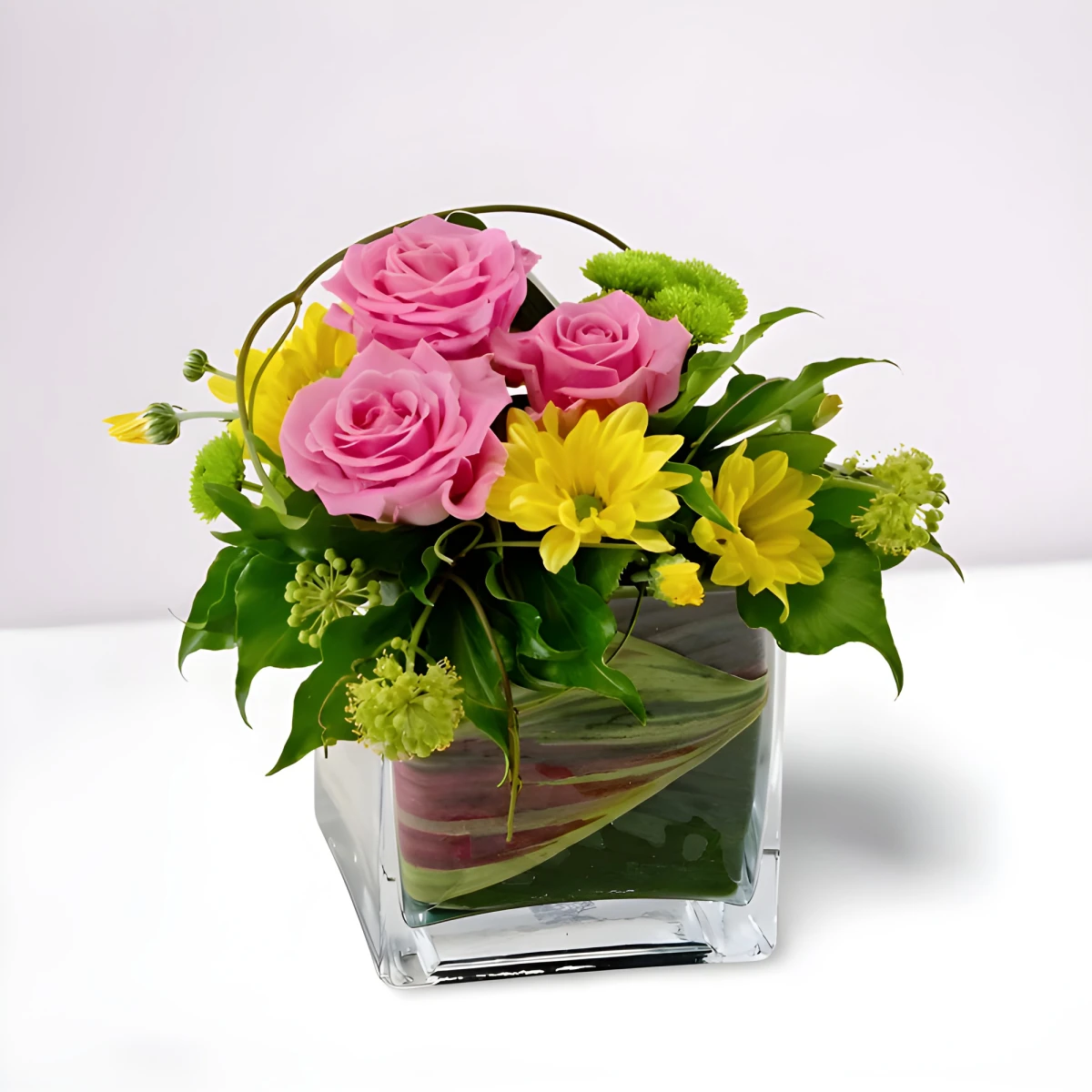 Send an arrangement with roses and chrysanthemums to Sofia.