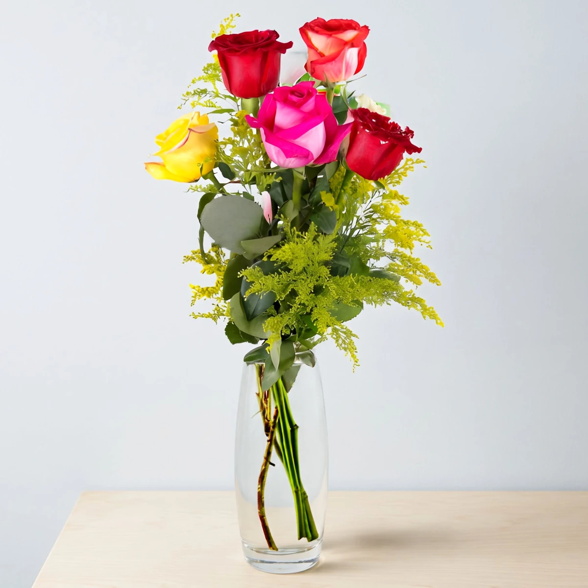 Send a bouquet of 5 multicoloured roses