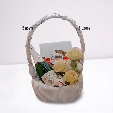 Send white basket with gifts to Sofia, Plovdiv.