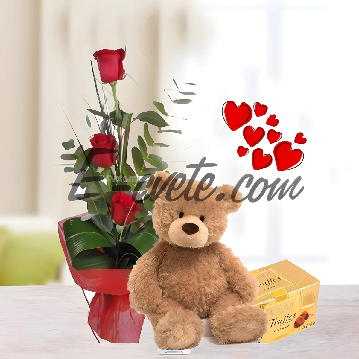 Roses, Teddy Bear, Truffles