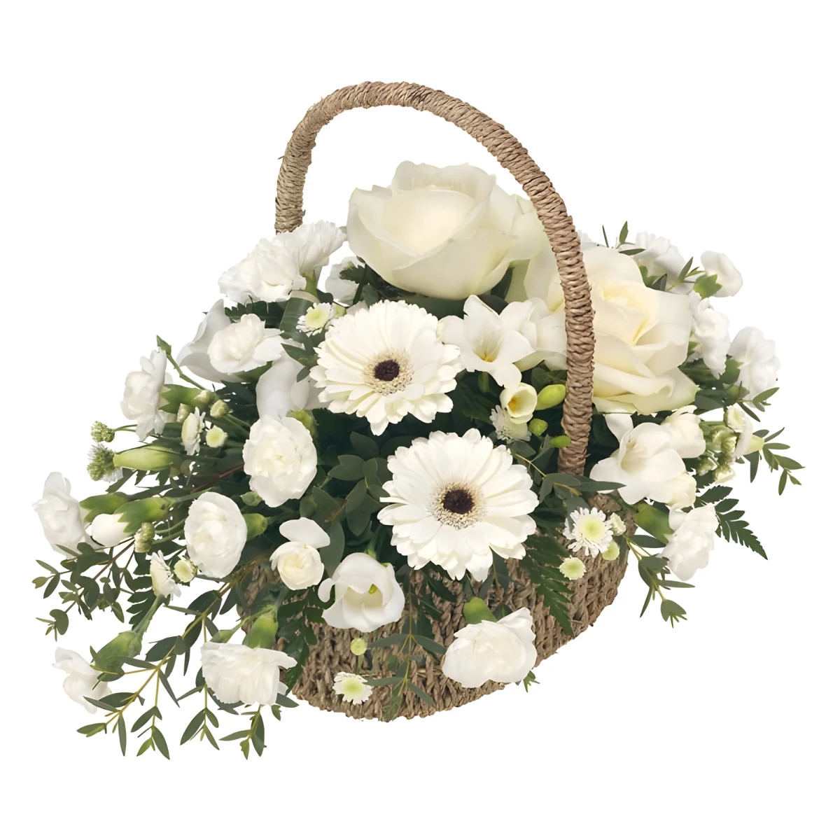 White Estrada - Send  a basket with white flowers and greenery
