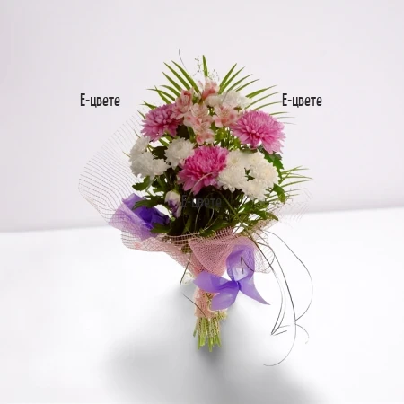 An online order and a  delivery of a bouquet - Thank You - by courier.