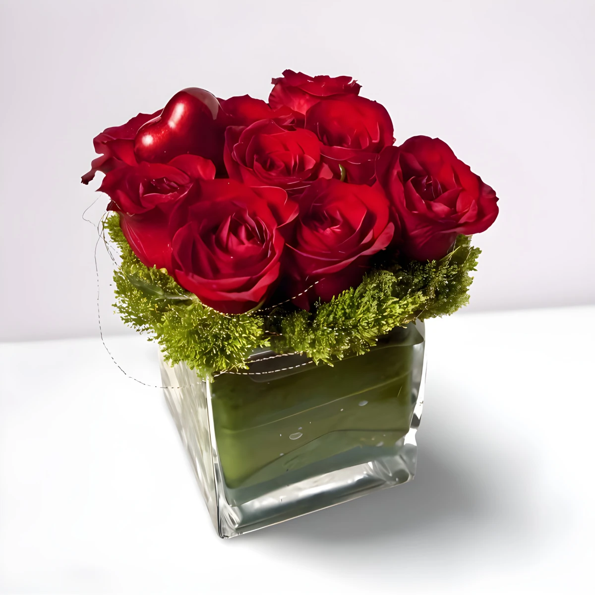 Send a romantic arrangement with roses.