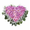 Heart of pink chrysanthemums and gypsophila