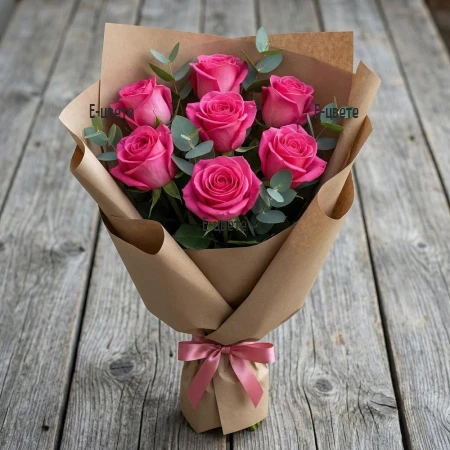 Delivery of 7 Pink Roses Bouquet in Sofia and Bulgaria