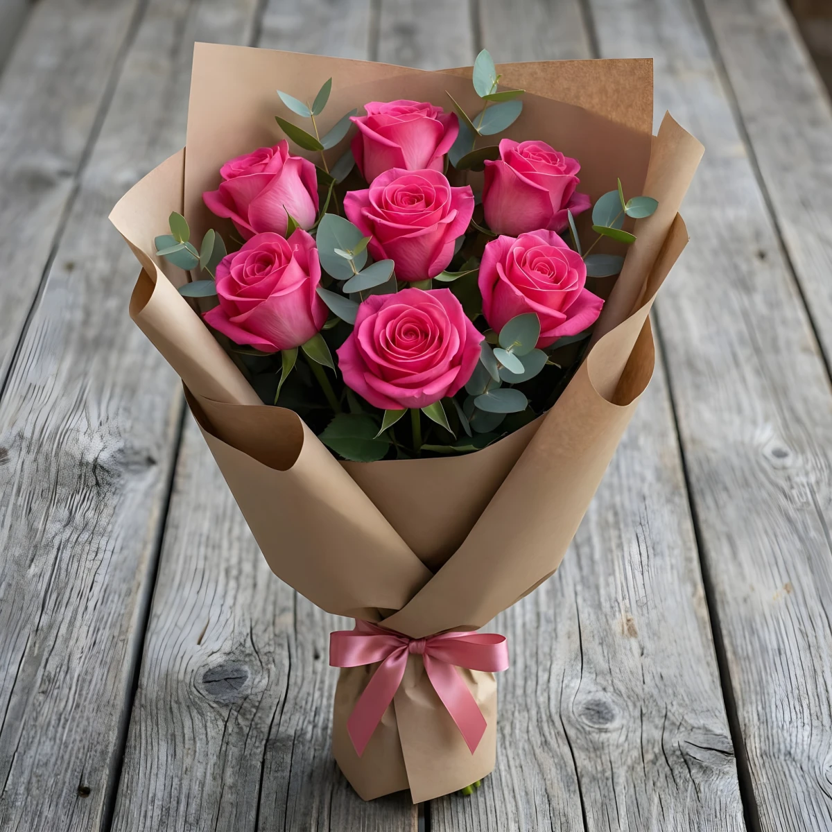 Delivery of 7 Pink Roses Bouquet in Sofia and Bulgaria