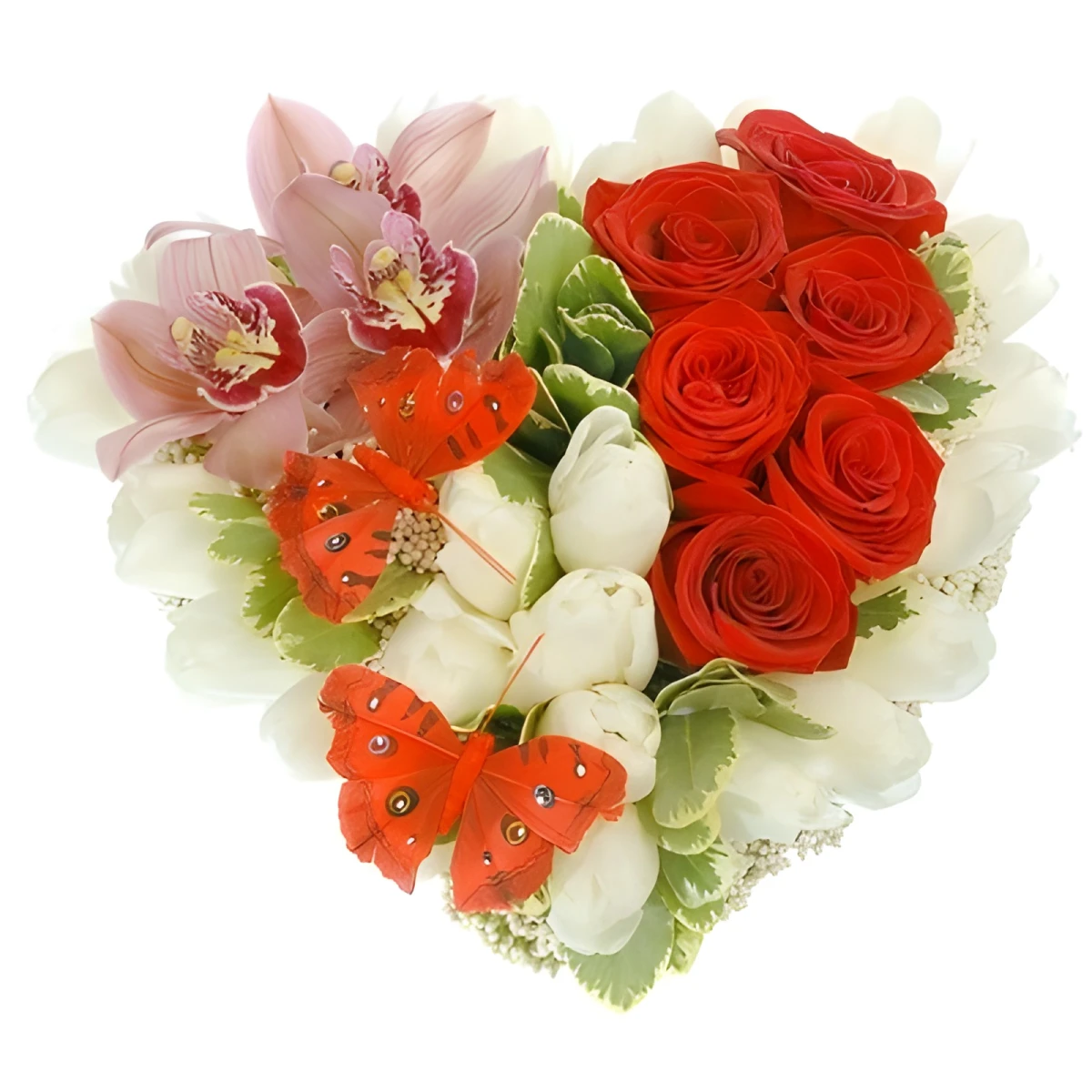 Send a heart of spring flowers by courier