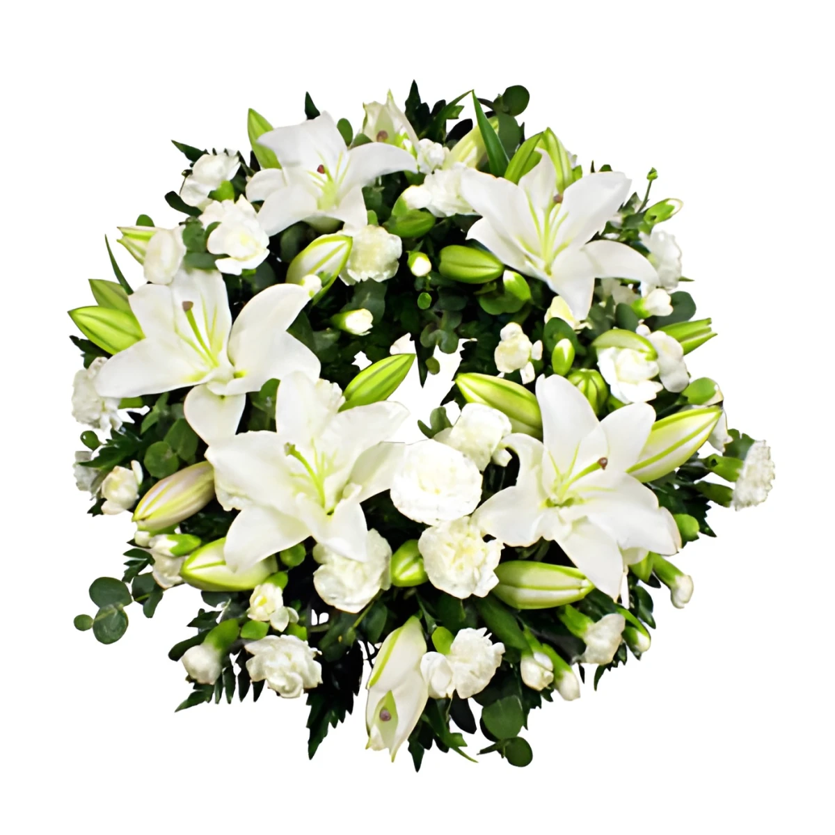 Send funeral flowers - funeral wreath of lilies and carnations