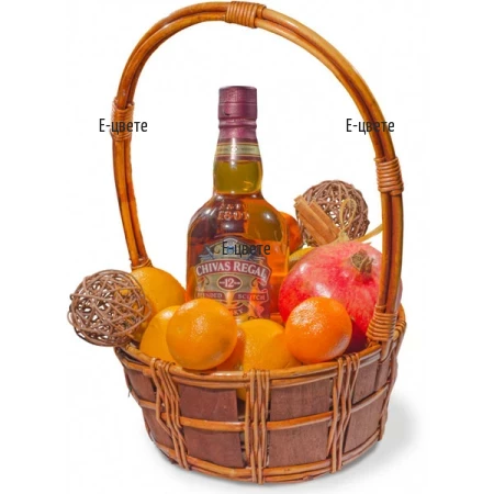 Send a basket with fruits and whiskey to Sofia