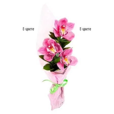 A bouquet of 3 Cymbidium orchids