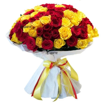 Send a bouquet of 101 red and yellow roses