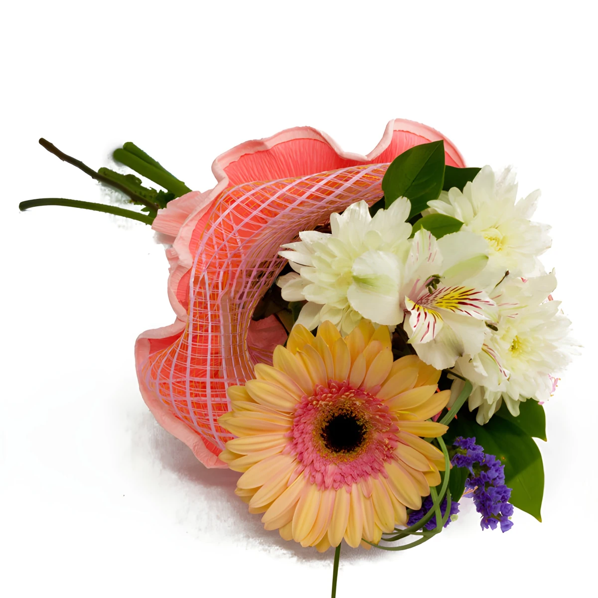Send classic bouquet of flowers in soft colours.