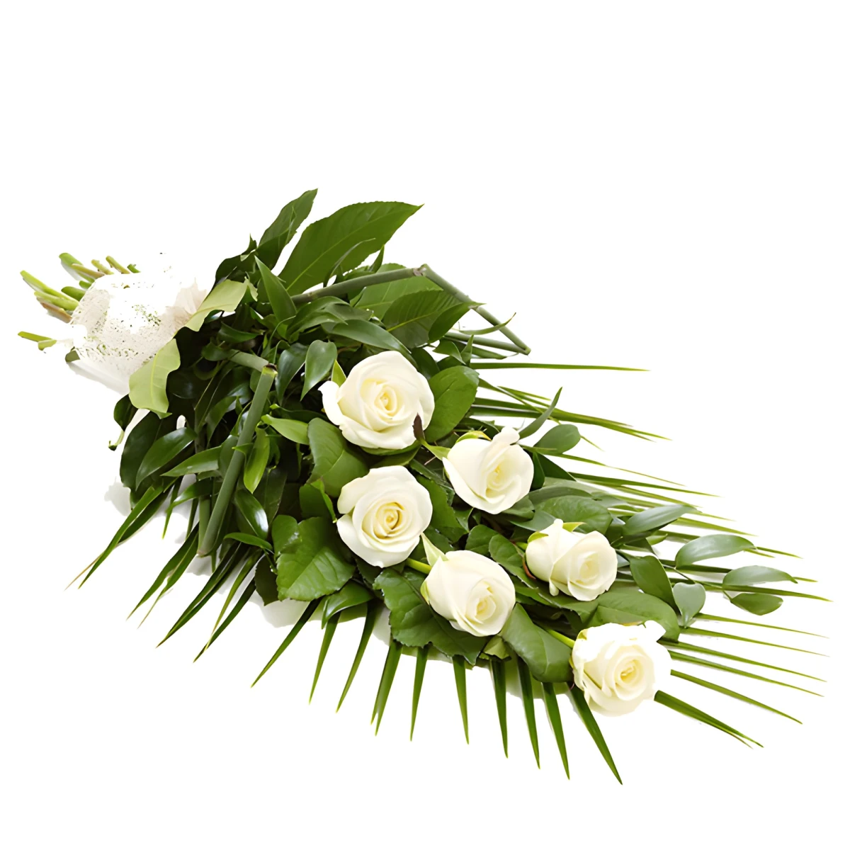 Bouquet of roses for condolences.