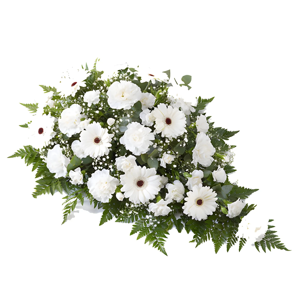 Send funeral arrangement with white flowers