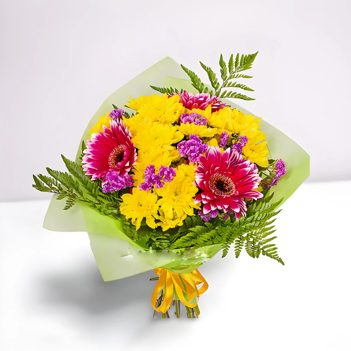 Online order for flower bouquet - gerberas and chrysanthemums.