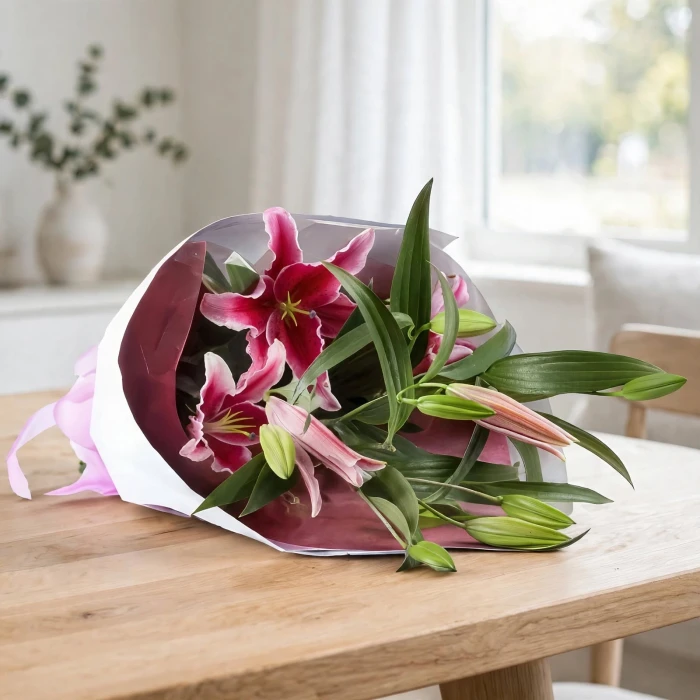 3 Pink Lily Bouquet for Name Days and Anniversaries