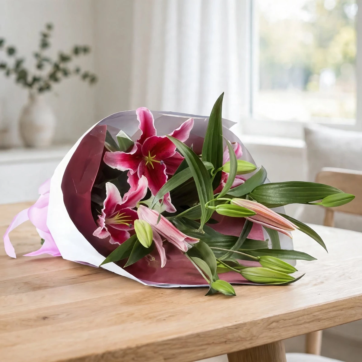 3 Pink Lily Bouquet for Name Days and Anniversaries