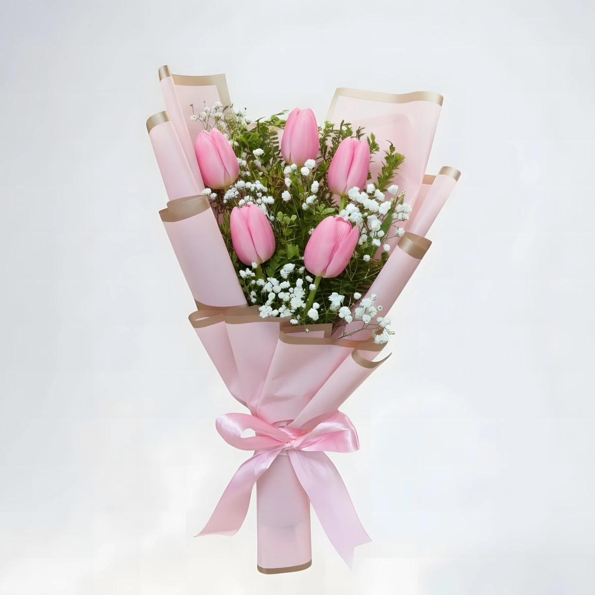 Send a bouquet of tender tulips and roses.