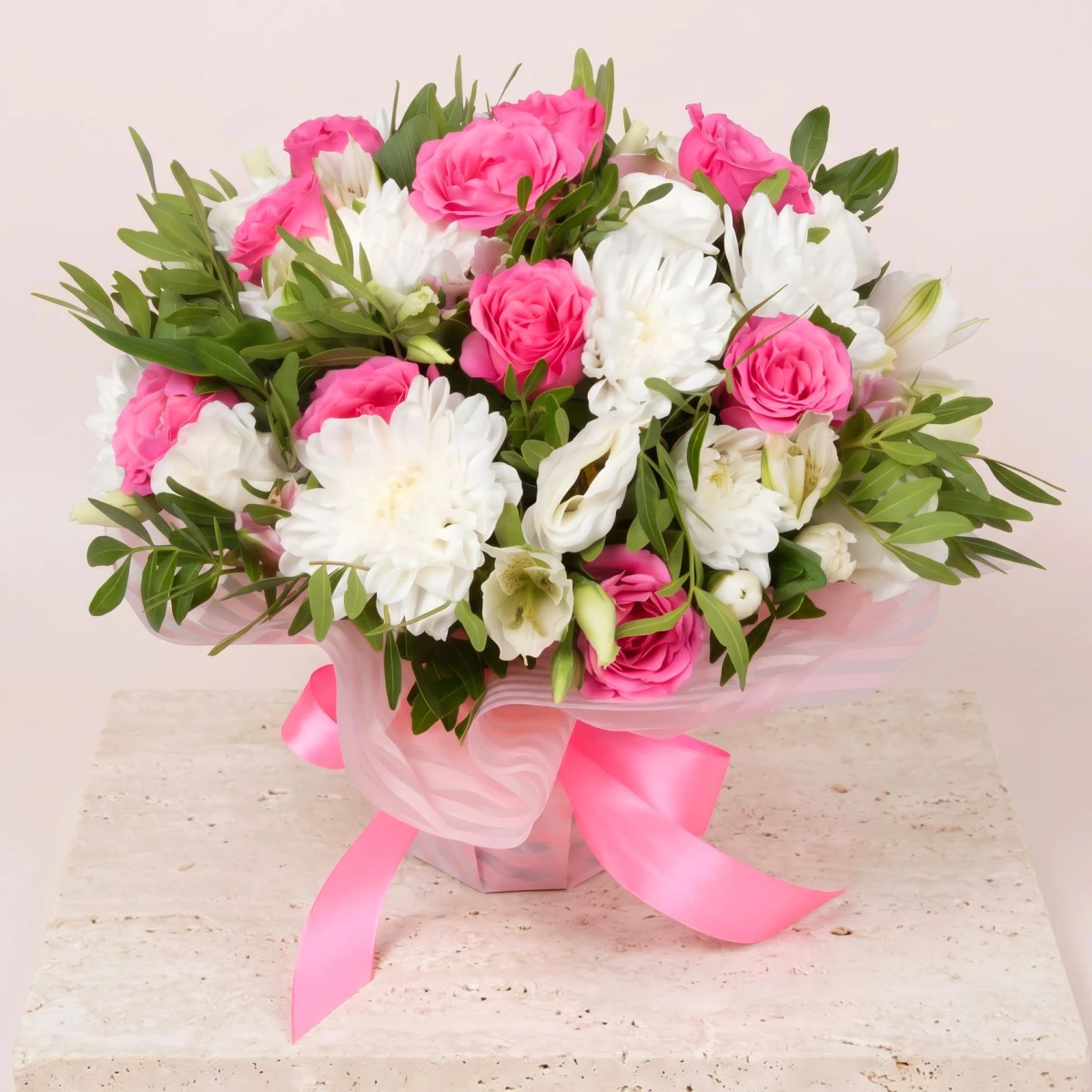 White and Pink Floral Foam Arrangement | Flower Delivery