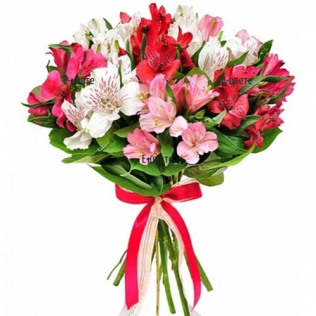 Send a bouquet of alstroemerias in pink hues