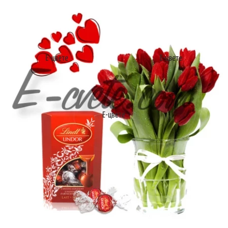 Spring romance - tulips and chocolates