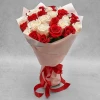 25 white and red roses