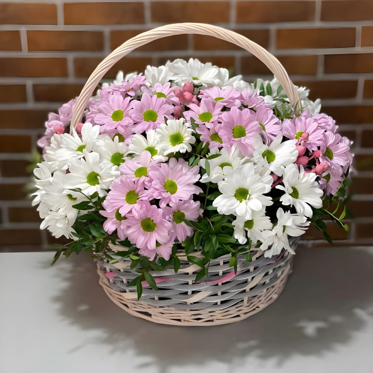 Send a basket with chrysanthemums to Bulgaria