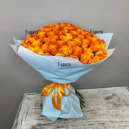 Send bouquet of 101 orange roses to Bulgaria