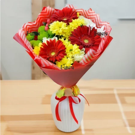 Bouquet of gerberas and chrysanthemums for March 8