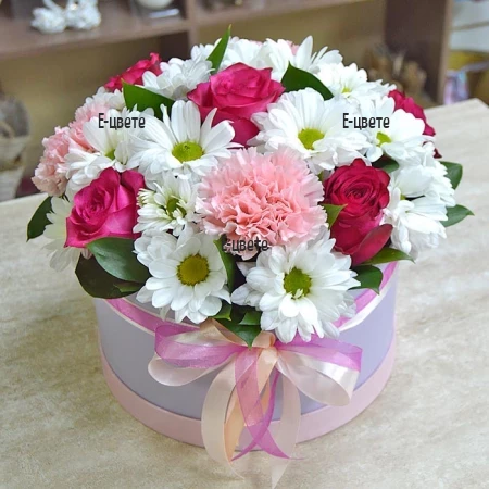 Delivery of a box of roses and flowers in Bulgaria