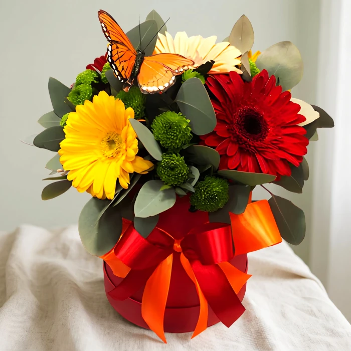 Send to Bulgaria a box of colorful flowers