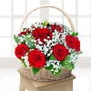 Red roses in basket
