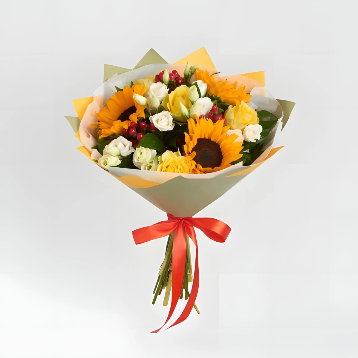 Bouquet of sunflowers and roses Summer Melody