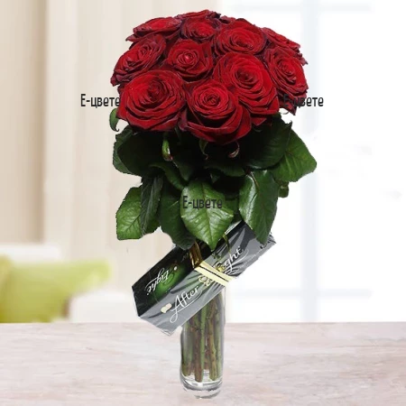 Send a bouquet of 11 roses and chocolates