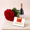 13 червени рози с бонбони Merci