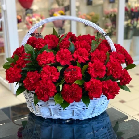 Basket of 40 Red Carnations for Condolences