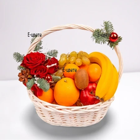 Send to Bulgaria Christmas fruit basket and flowers