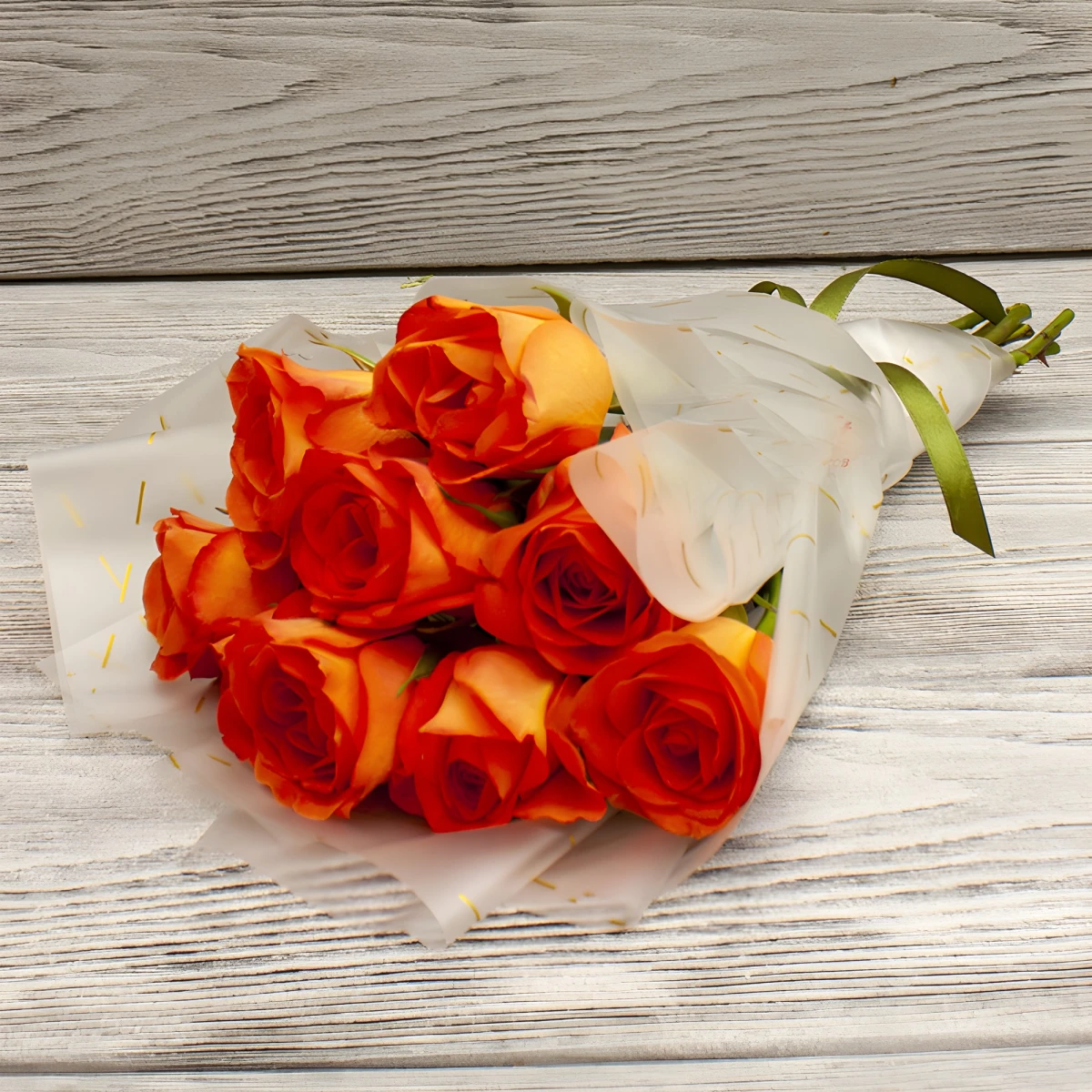 Send a bouquet of 9 orange roses to Bulgaria