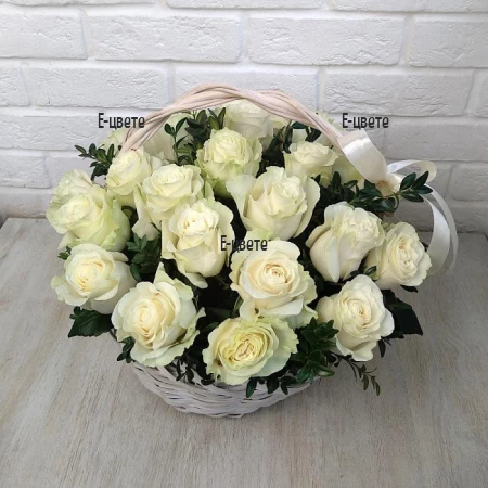 Send to Sofia Bulgaria 25 white roses in a basket