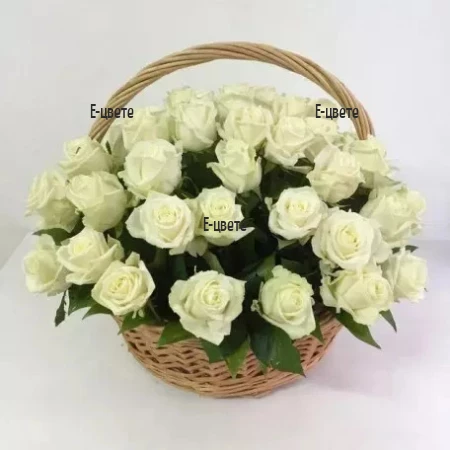 Send to Bulgaria a basket with 35 white roses