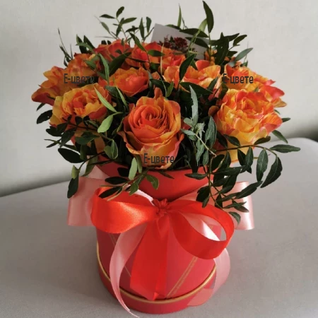 Send to Bulgaria gift of 15 orange roses in a box