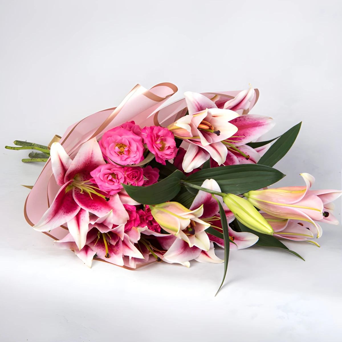 Send to Sofia Bulgaria a bouquet of lilies and eustomas
