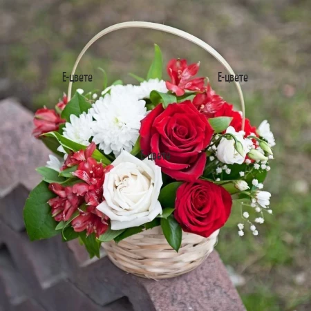 Flower delivery Bulgaria Basket with roses and chrysanthemums