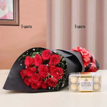 Send a bouquet of roses and Ferrero Rocher to Bulgaria