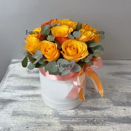 Send to Bulgaria a box of 11 orange roses
