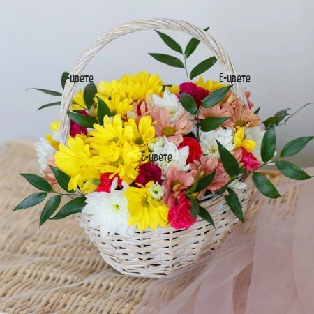 Send to Bulgaria basket with colorful flowers