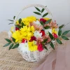 Basket with colorful flowers